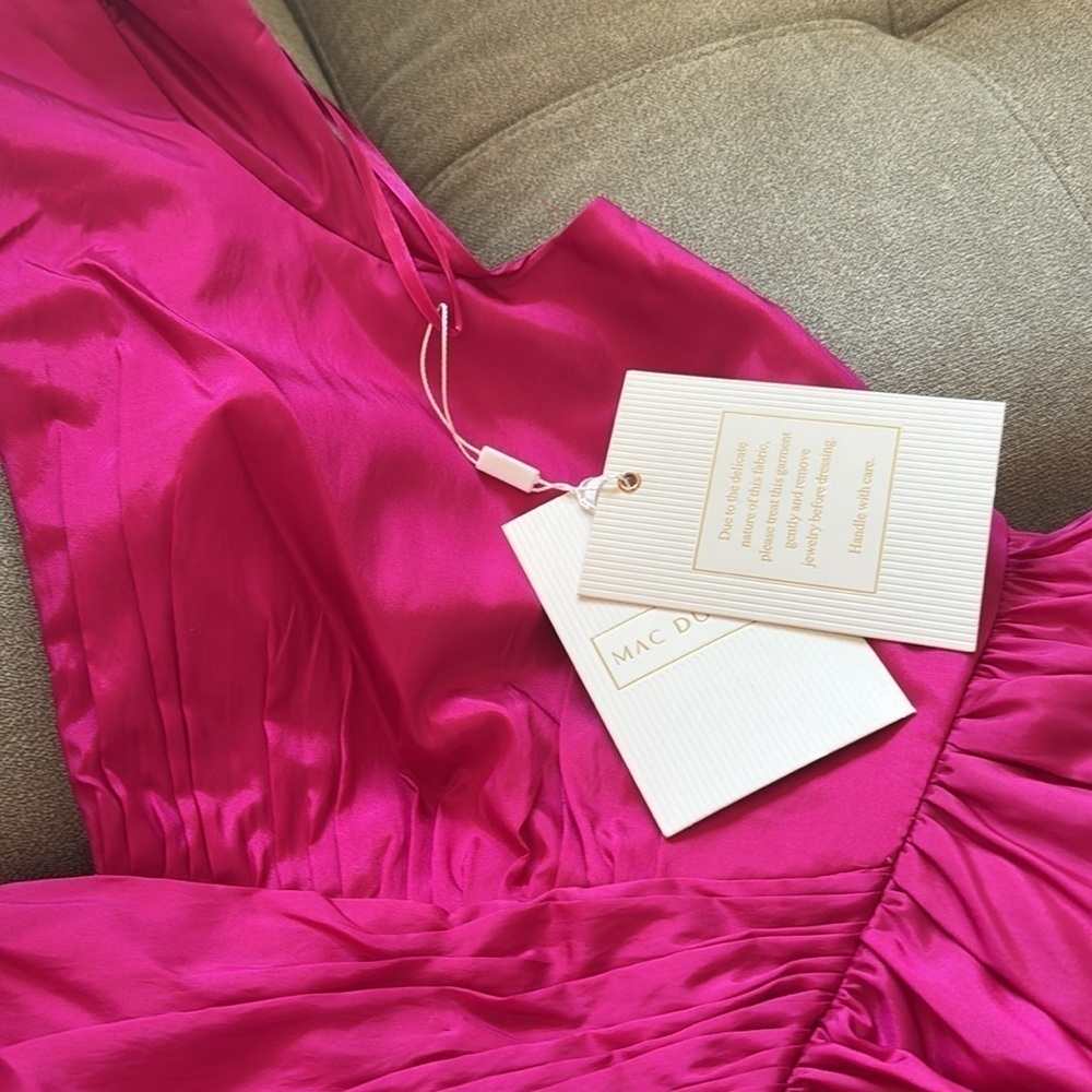 Mac Duggal Long Plus-Size Formal Dress 68525 sz 16W pink ruffle layered gown NWT - Picture 6 of 16